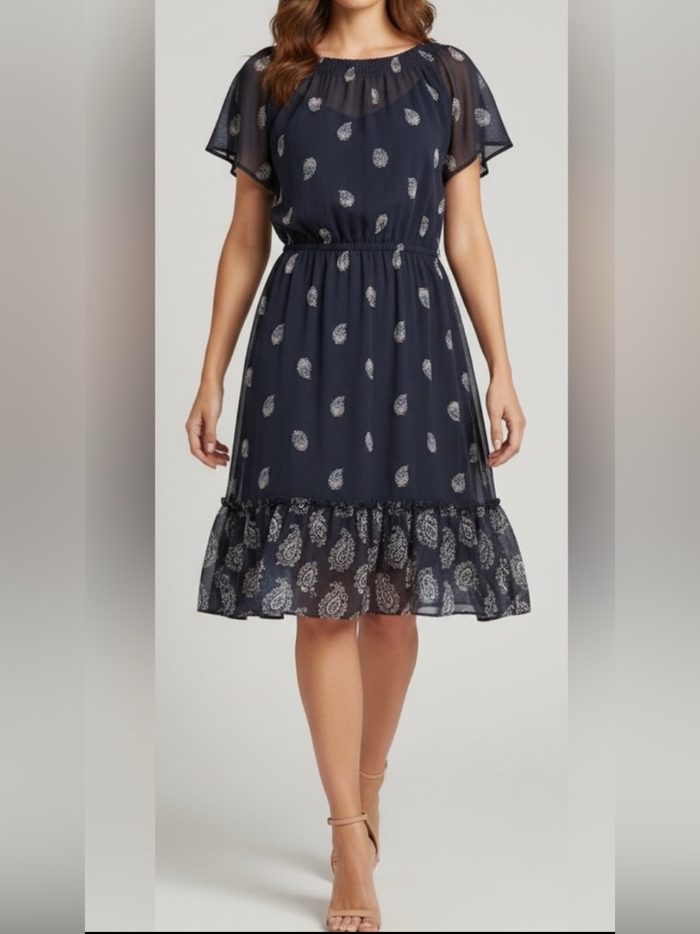 Daisy Fuentes, Evening Blue Dress. Bohemian inspired silhouette. Size Large
